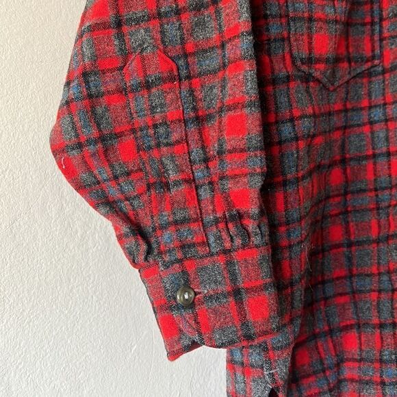 Vintage Red Pendleton Size 15 Pure Virgin Wool Long Sleeve Shirt Made in USA - Picture 5 of 9